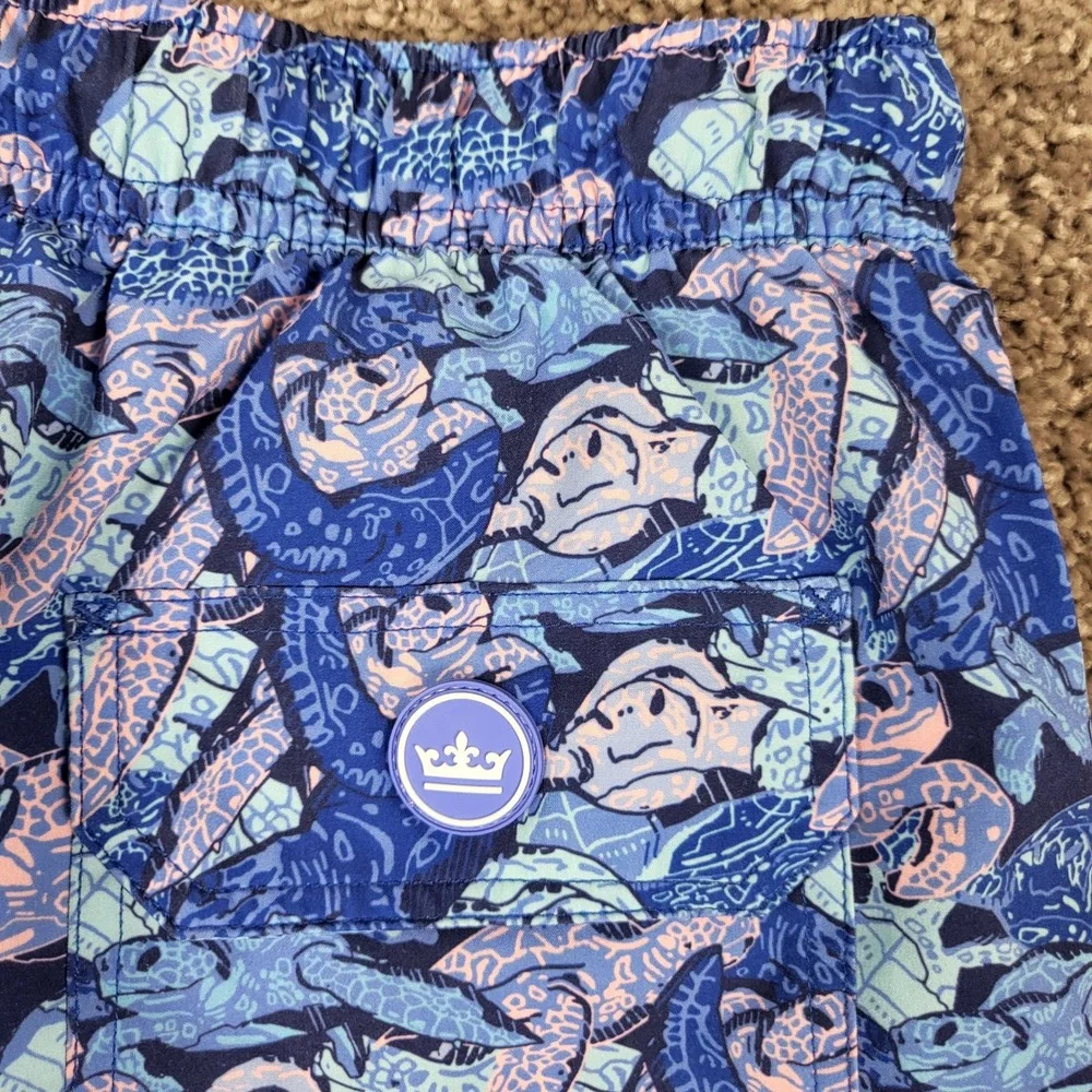 Peter Millar Swim Trunks Mens Medium Blue Sea Turtle MS21P17 Excellent Mosaic